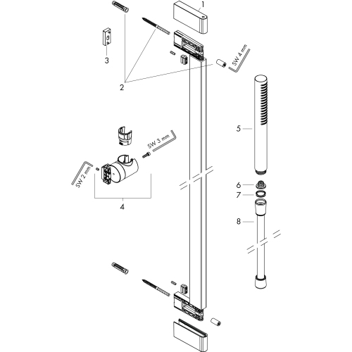 Hansgrohe Brauseset Pulsify S 100, 1 jet EcoSmart+ mit Brausestange 900mm mattweiß 24383700
