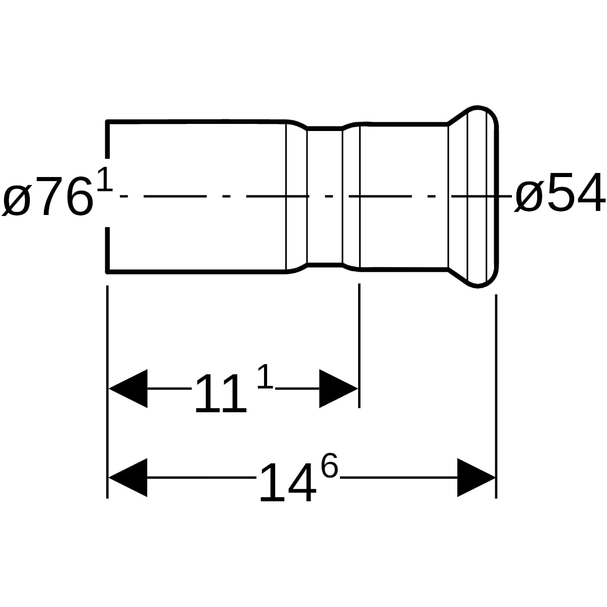 Geberit Mapress Edelstahl Reduktion mit Einschubende (LABS-frei) d76,1-54 82331