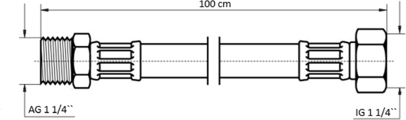Neoperl NEOFLEX Panzerschlauch DN32 IG x AG, 1 1/4" x 1 1/4" 100cm 66980100