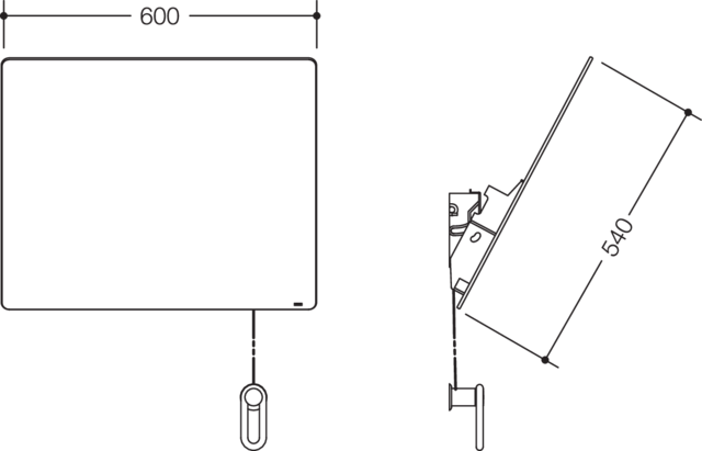 HEWI Kippspiegel Serie 801, Kristallspiegel, Halteelement und Kurbel matt, reinweiß 801.01B100 99