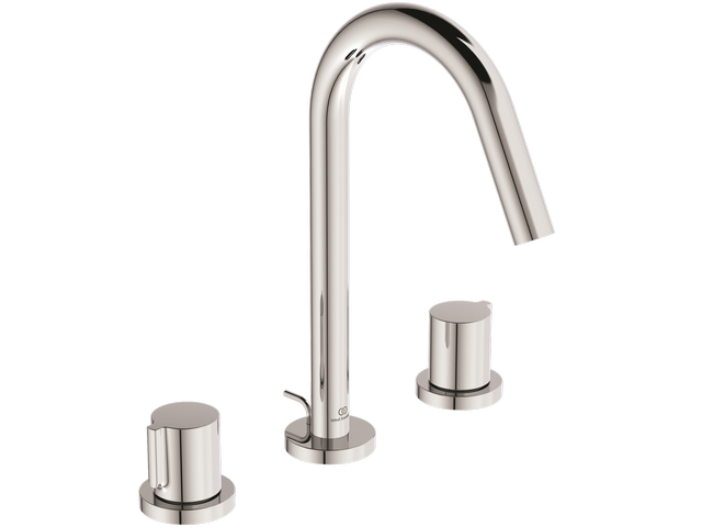 Ideal Standard 3-Loch Waschtischarmatur JOY mit Ablaufgarnitur, Ausladung 127mm, chrom BC783AA