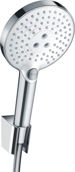 Hansgrohe Raindance Select S Brausehalterset 120 3jet mit Brauseschlauch 1600mm, Weiß/Chrom 26721400