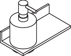 HEWI Ablage mit Seifen-oder Desinfektionsspender, Metall, Seifenspender Kristallglas, satiniert, Pumpenkopf dunkelgrau perlglimmer tiefmatt 900Q03.00260 SC