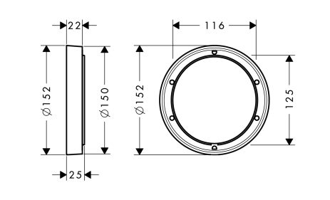 Hansgrohe Verlängerungsrosette für iBox universal d:150mm chrom 13597000