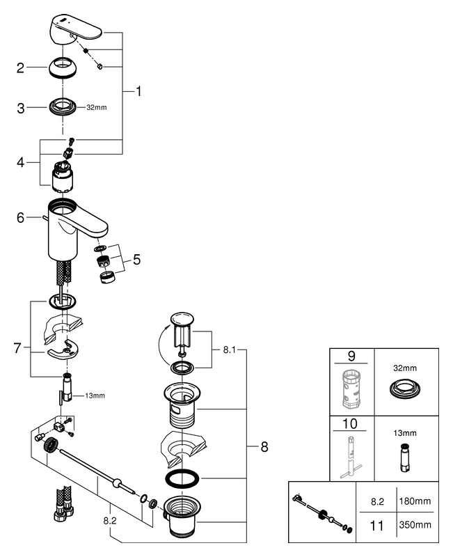 Grohe Eurosmart Cosmopolitan Einhand-Waschtischbatterie chr Mittelstellung kalt 2337700E