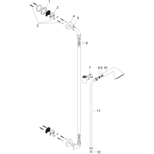 Hansgrohe Brauseset 900m AXOR Showers/Front mit Handbrause 85 1jet EcoSmart, Chrom 26023000