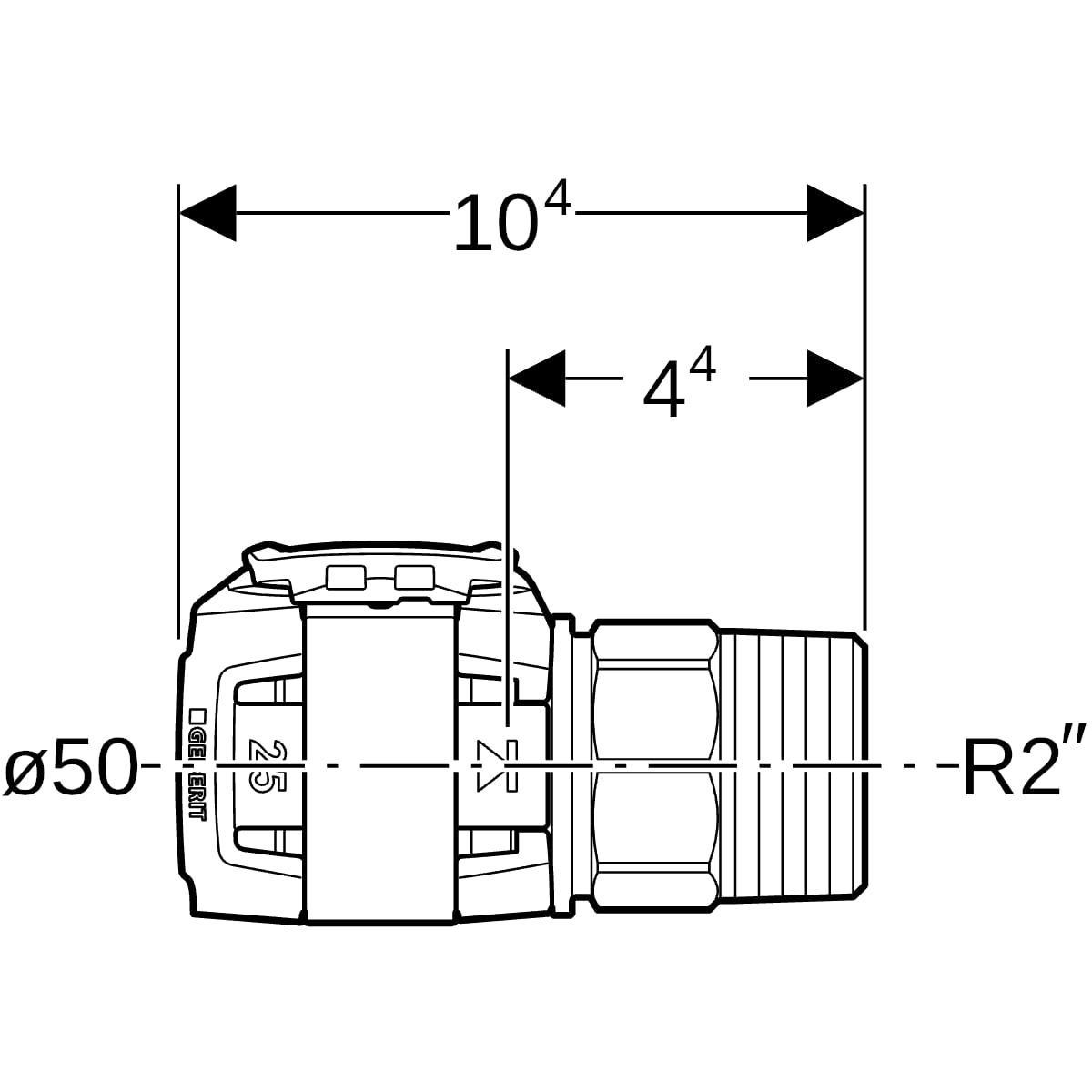 Geberit FlowFit Übergang mit Aussengewinde SiBr d50-R2 620.315.00.1
