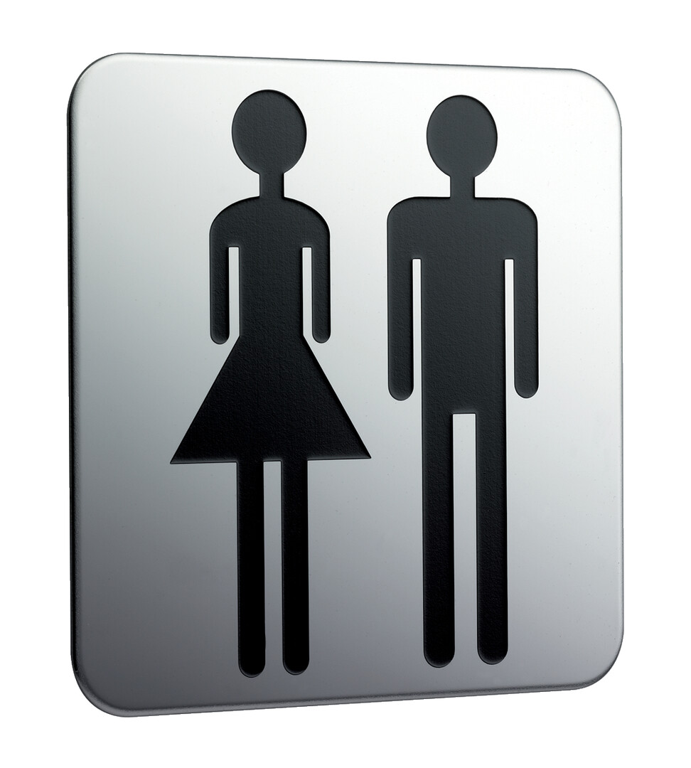 Emco Türschild System2 Damen / Herren, zum Aufkleben chrom 357600000
