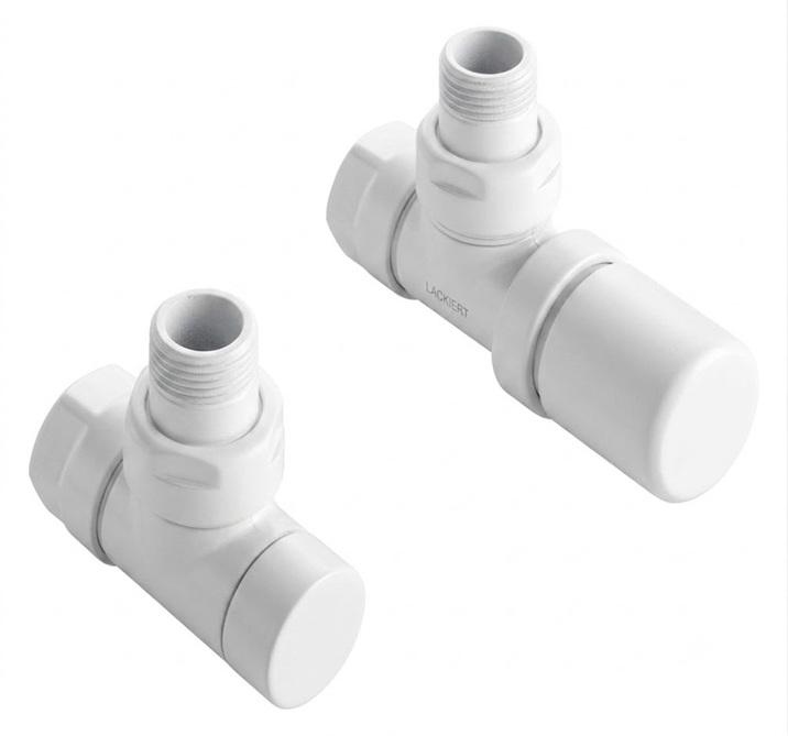 Zehnder Ventilkörper Set B Eckform weiß mit M30x1,5 Gewindeanschluss für Thermostatkopf 838891