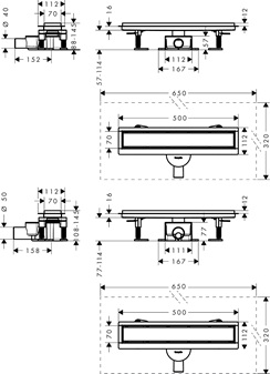 Hansgrohe Komplettset DR RainDrain Go 500 rückseitig befliesbar für Standard-/flache Installation, schwarzmatt 56270670