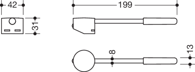 HEWI Bedienhebel für AQ1.12M11060 und AQ1B12M11060, schwarz langes farbiges Griffelement, schwarz tiefmatt -weiß matt 72022 RN
