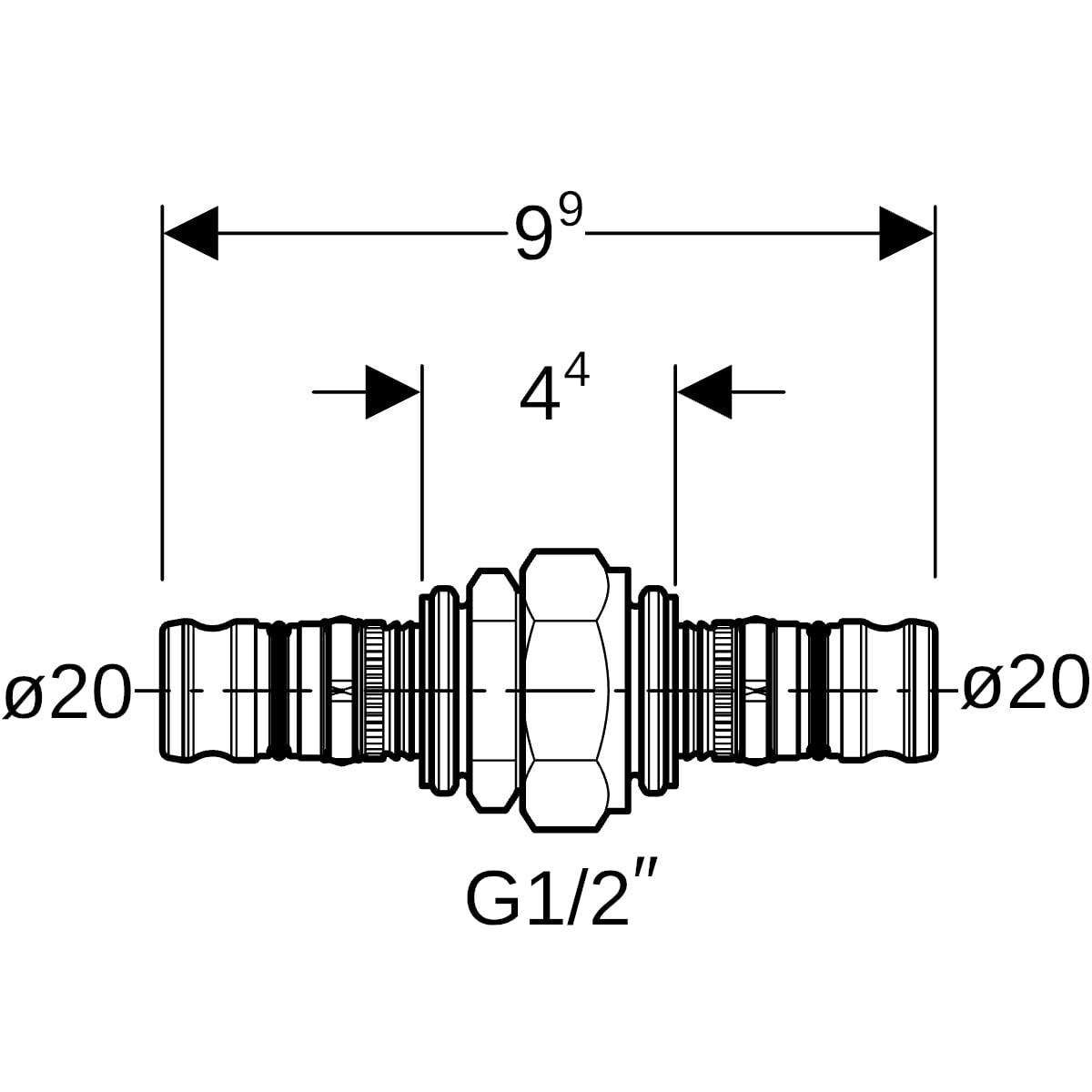 Geberit Mepla Verschraubung Rotguss d20 602.571.00.5