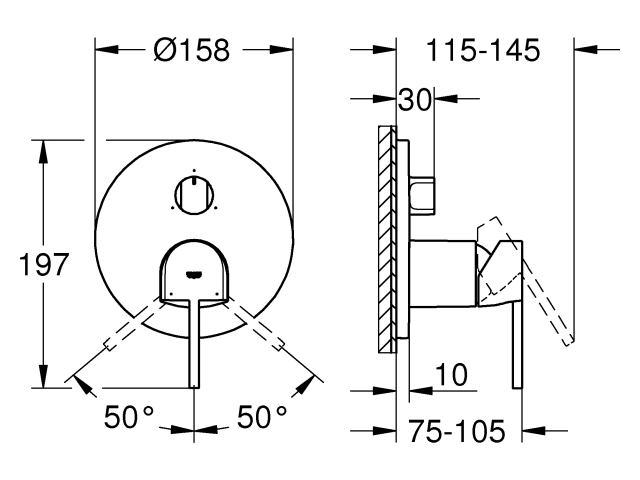 Grohe Einhandbatterie Plus Fertigmontage-Set supersteel für 35600 3-Wege Umstellung 24093DC3