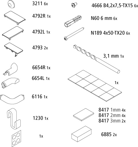Kermi Set Montagekleinteile für LI ETR/L 2539332