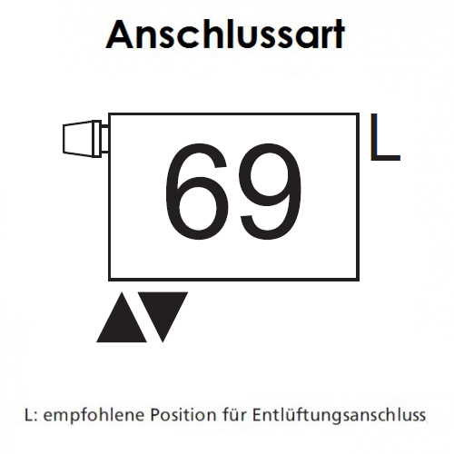 Arbonia Mehrpreis zu Heizwand Einbauventil Anschlussart 69, Ventil oben, M30x1,5