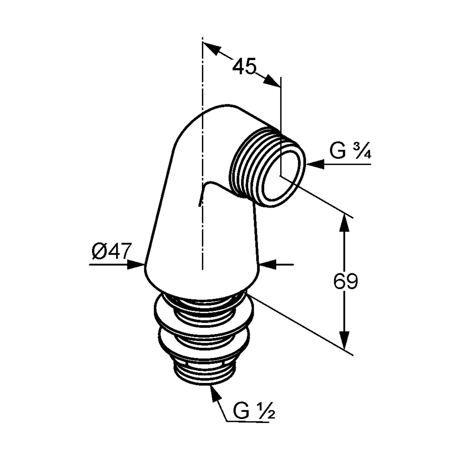 Kludi Standanschluss G 3/4 x G 3/4, chrom 7598205-00