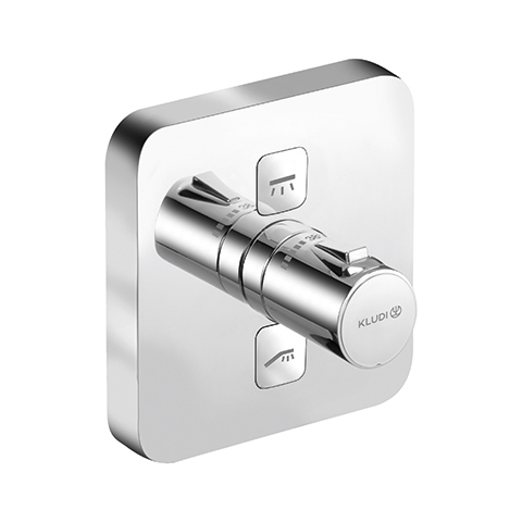 Kludi PUSH UP-Thermostatarmatur mit Drucktaste für 2 Verbraucher, soft edge chrom 389110538