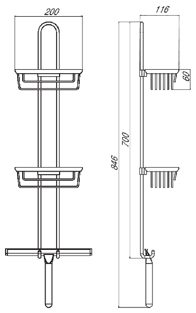 Emco Wandetagere System2 2 Körbe und Duschwischer chrom 356600108