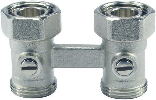 Resideo Hahnblock Verafix-VKE, Durchgang, Innengewinde 3/4" V2495DX020