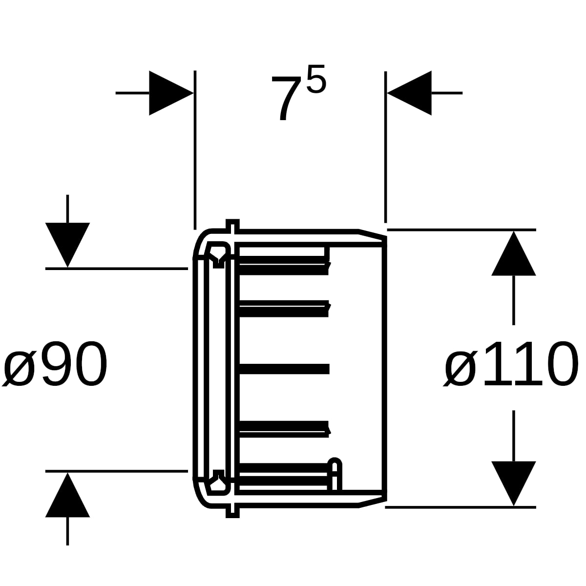 Geberit PE Übergangsmuffe d90/110 367.928.16.1