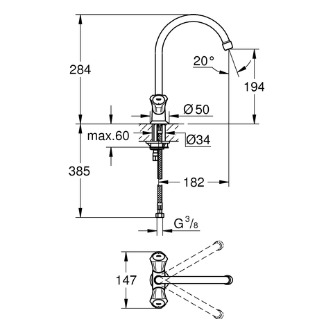 Grohe Costa 2-Griff-Spültischbatterie chrom DN15 31831001