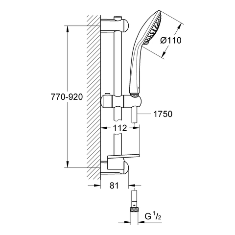 Grohe Euphoria Champagne Brausegarnitur Brausestange 900mm 27227001